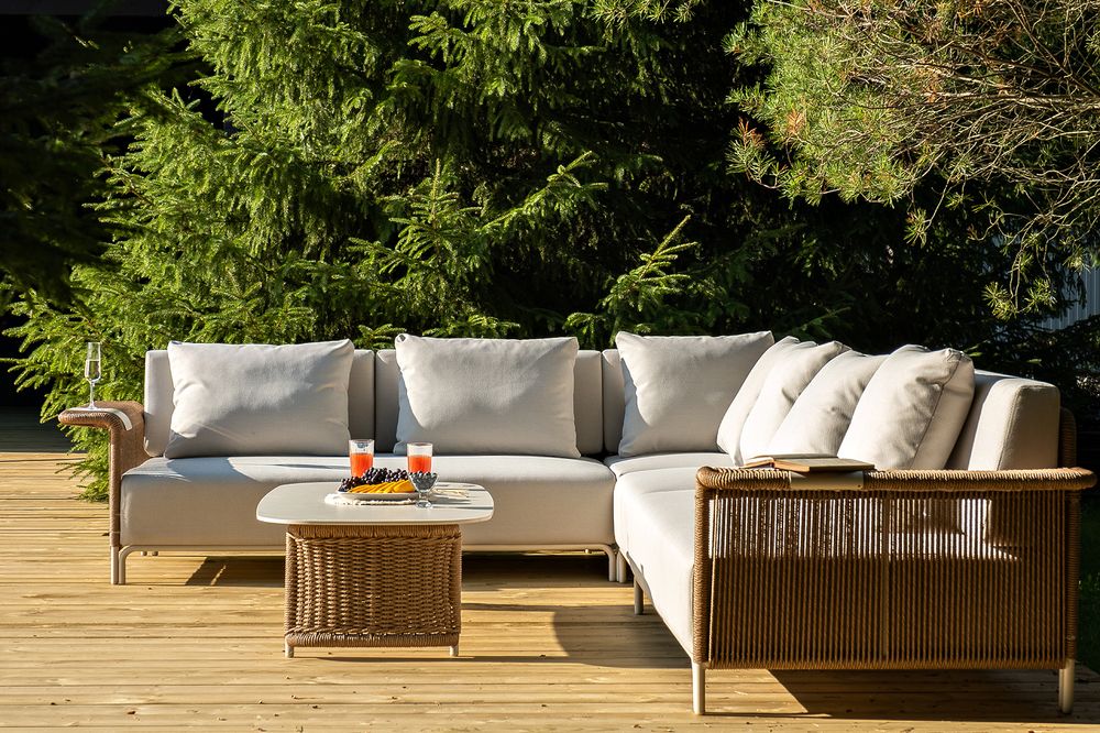 "Мальдивы" трансформирующаяся лаунж-зона из искусственного ротанга, цвет соломенный