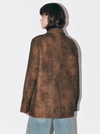 Пиджак из экокожи "Винтажный коричневый" женский