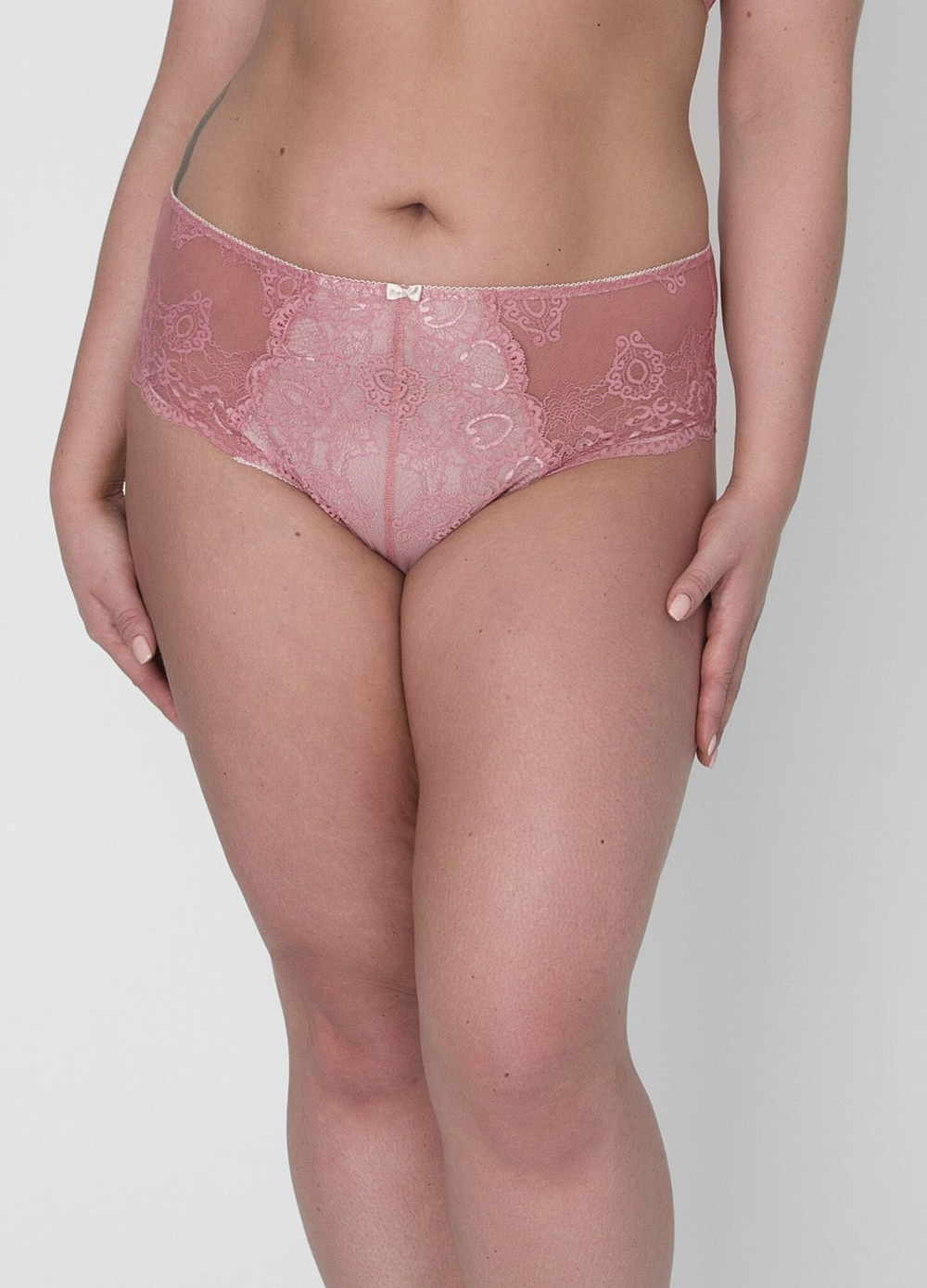 Кружевные трусики-слипы с завышенной талией (Размер: L) (Цвет: розовый)