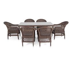 "Амароне" обеденная группа из искусственного ротанга на 6 персон, цвет коричневый