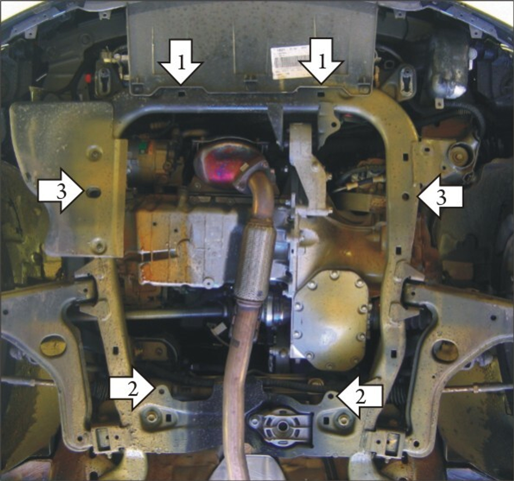 Усиленная защита Motodor картера двигателя, кпп. 2 мм, сталь. для Opel Zafira 2008-2011,Opel Zafira 2005-2008,Opel Astra H 2004-2010,Opel Astra Family 2010-2014,Opel Astra G 1998-2005,Chevrolet Viva 2003-2008 арт.01521