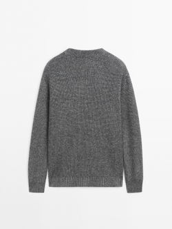 Massimo Dutti СВИТЕР ИЗ СМЕСОВОЙ ШЕРСТИ В РУБЧИК, СЕРЫЙ