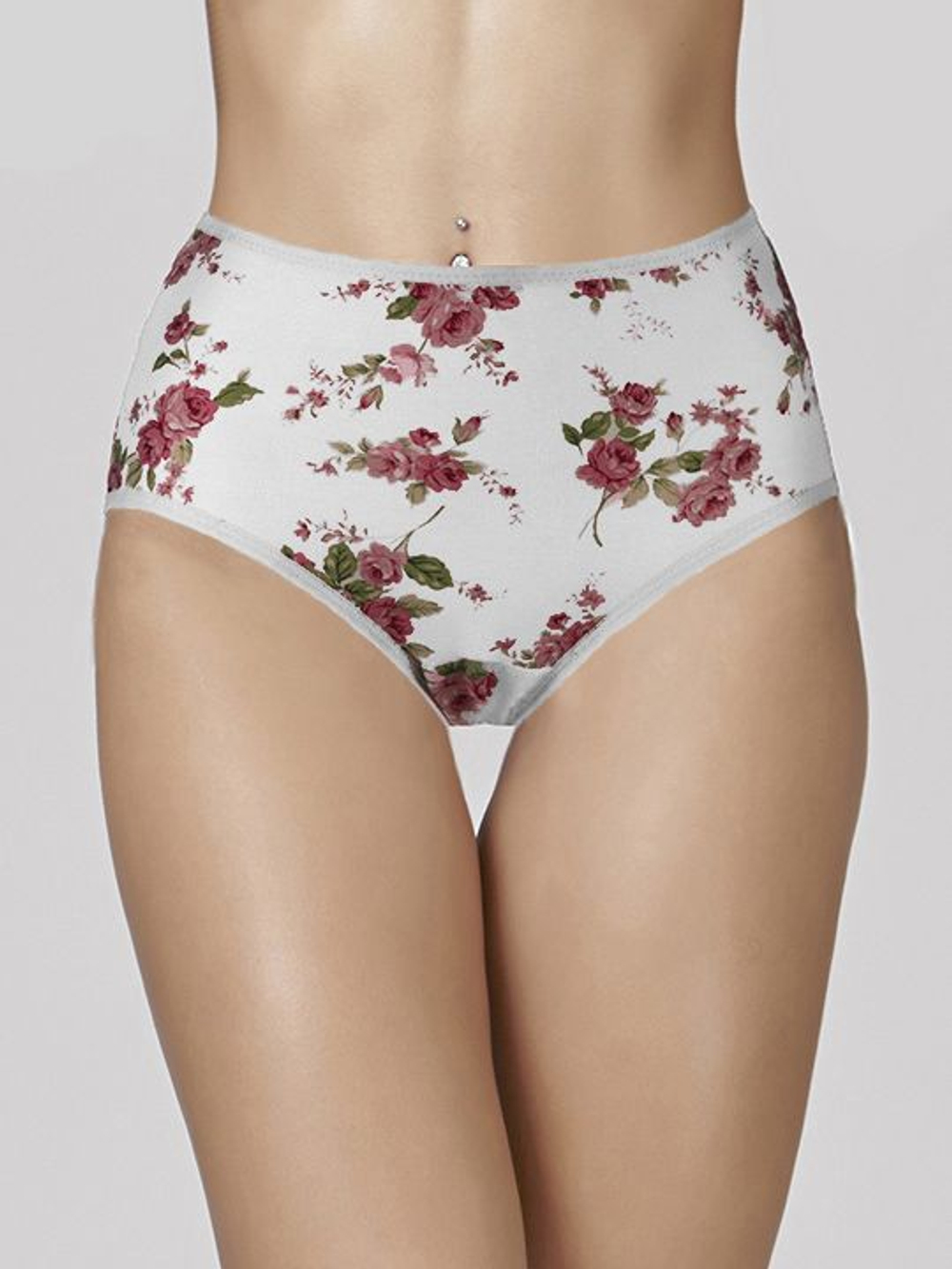 Высокие трусики Charming с розочками (Размер: XXXL) (Цвет: бежевый)