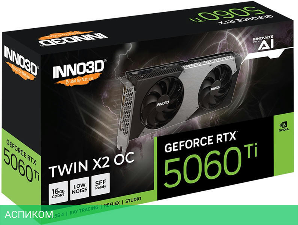 Видеокарта Inno3D RTX 5060 Ti Twin X2 OC 16Gb D7 (N506T2-16D7X-191073N)