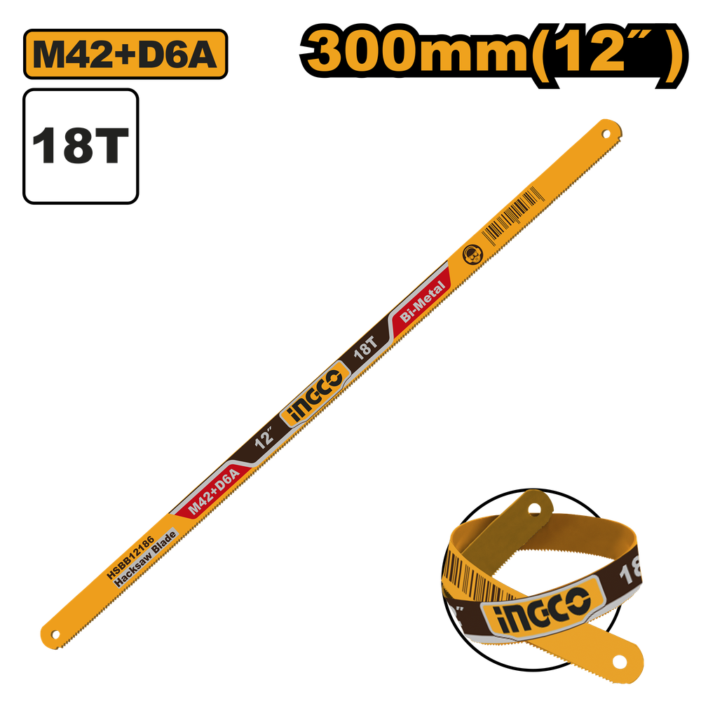 Полотно ножовочное по металлу INGCO HSBB12186 INDUSTRIAL 18T 300 мм