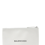Balenciaga Cow Leather Briefcase Clutch Regular Men"s White