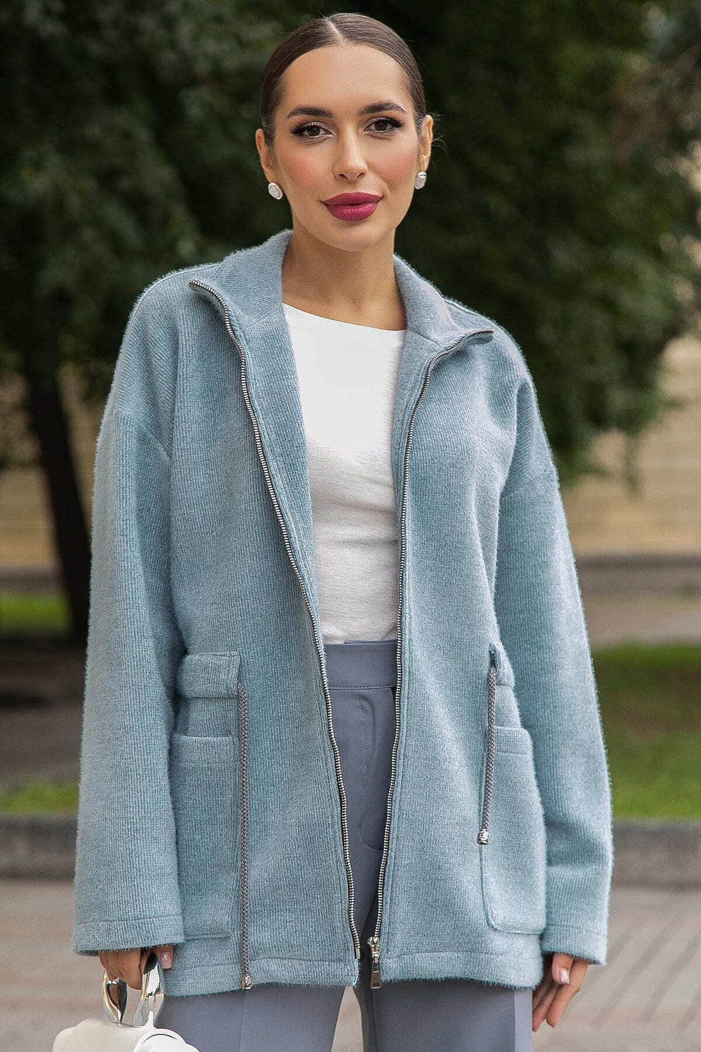 Пальто Альпака (серо-голубое) Б14138-7М LT Collection