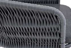 "Бордо" стул барный плетеный из роупа (колос), каркас из стали серый (RAL7022) муар, роуп серый 15мм, ткань темно-серая 027