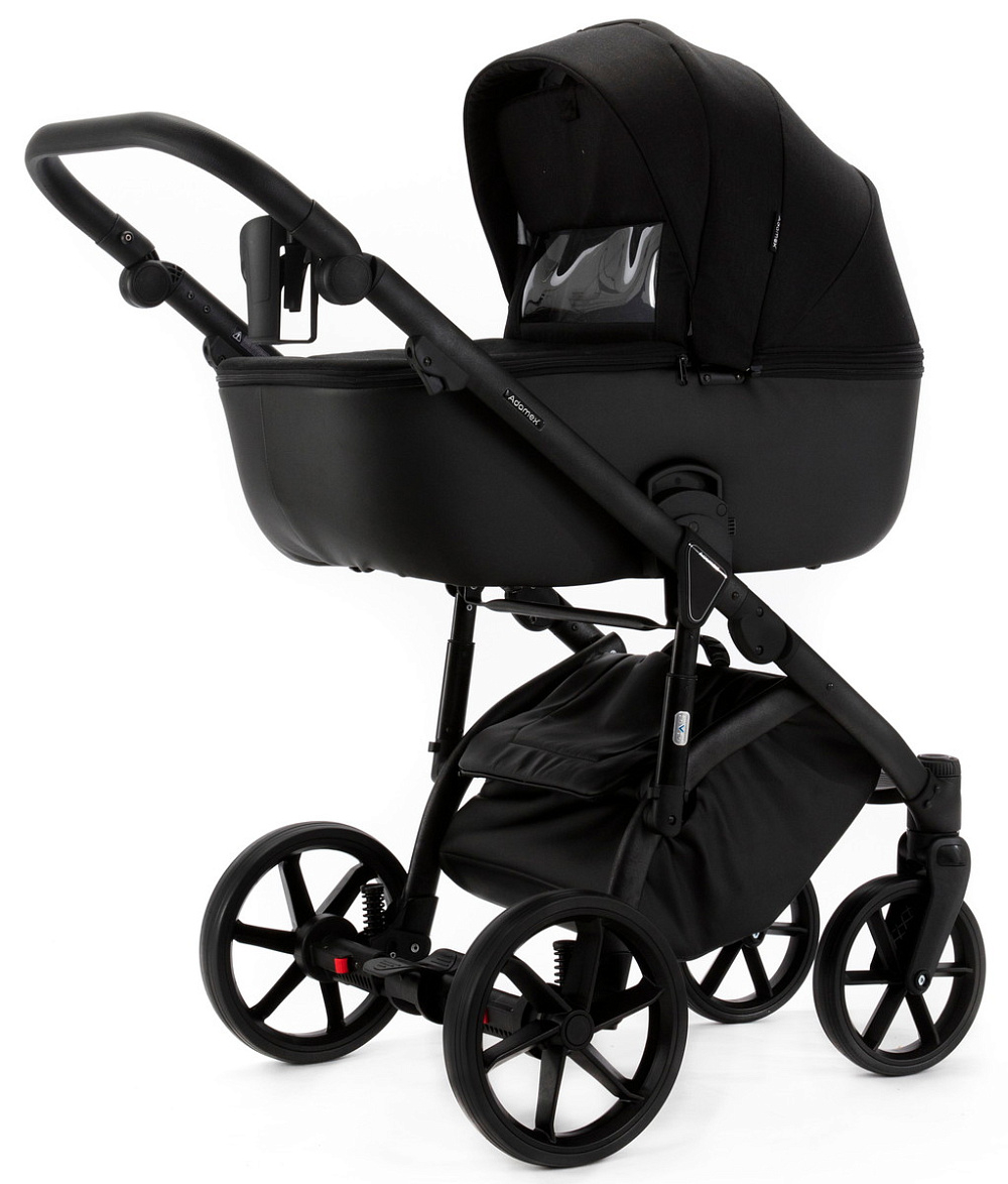 Детская коляска Adamex Nola Natura 3 в 1 N-11-CARBON (ЧЕРН + ЧЕРН. КОЖА)