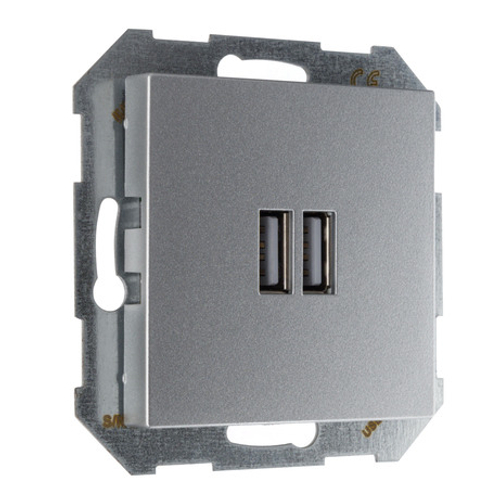 USB A+A розетка, 3400 мА LIREGUS EPSILON IUK-2-01.E/Mt алюминий