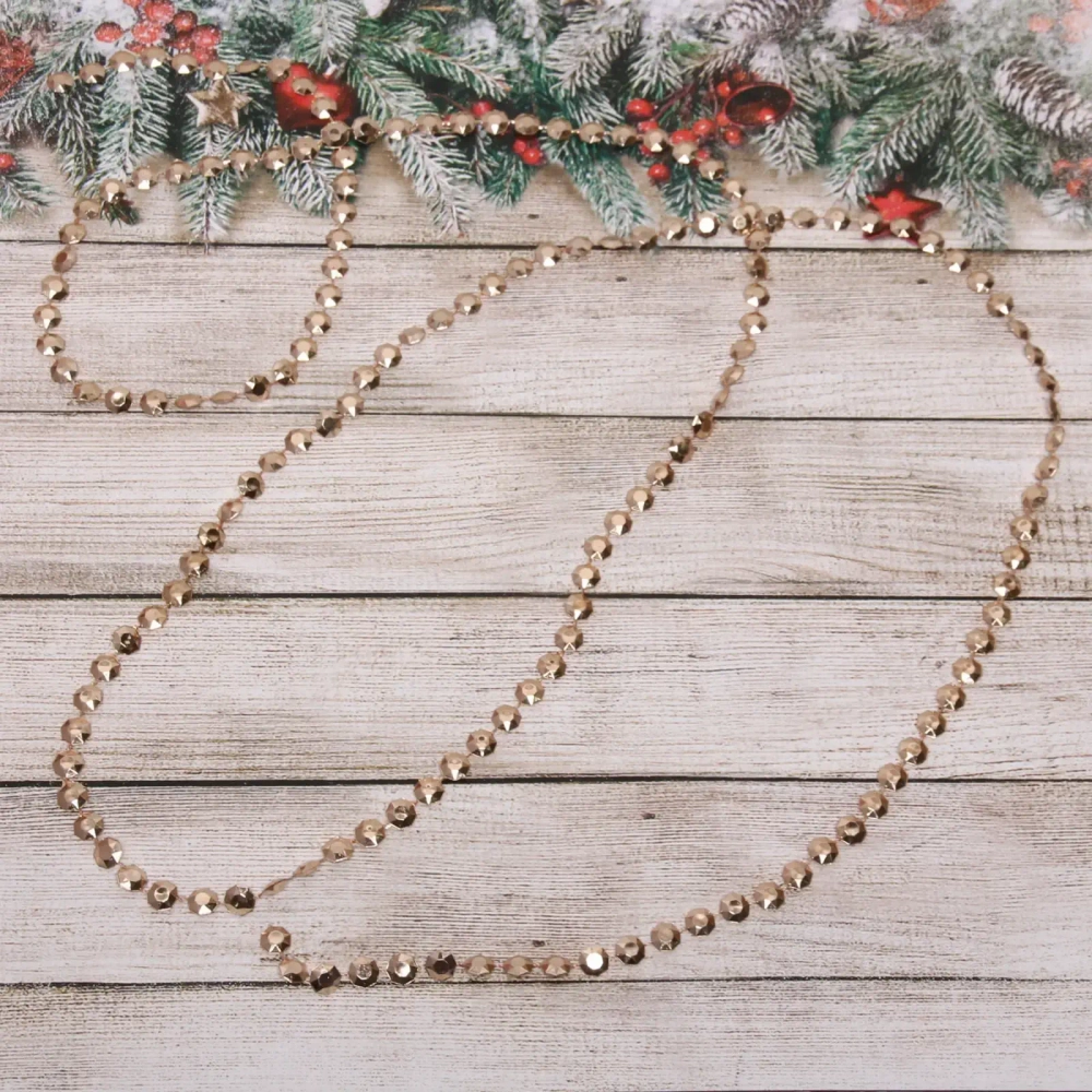 Бусы на ёлку 2,0 м «Стразы», Розовое золото