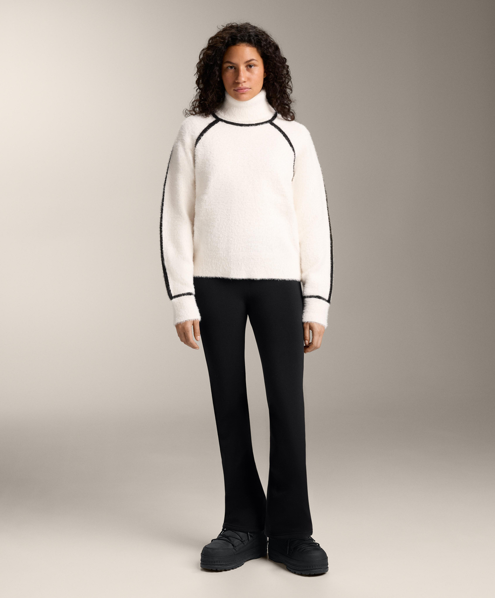 Oysho Вязаный свитер с кантом и высоким воротником, экрю