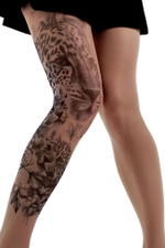 Колготки +size с принтом в виде семейства леопардов (Размер: XL-XXL-XXXL) (Цвет: бежевый)