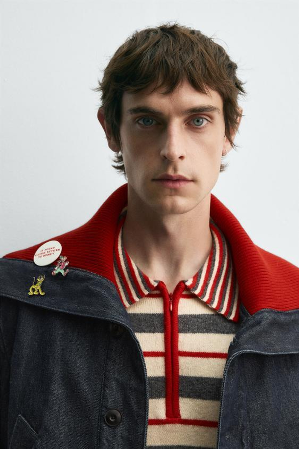 ZARA HARRY LAMBERT X DISNEY ДЖИНСОВАЯ КУРТКА В РУБЧИК, МОРСКОЙ СИНИЙ