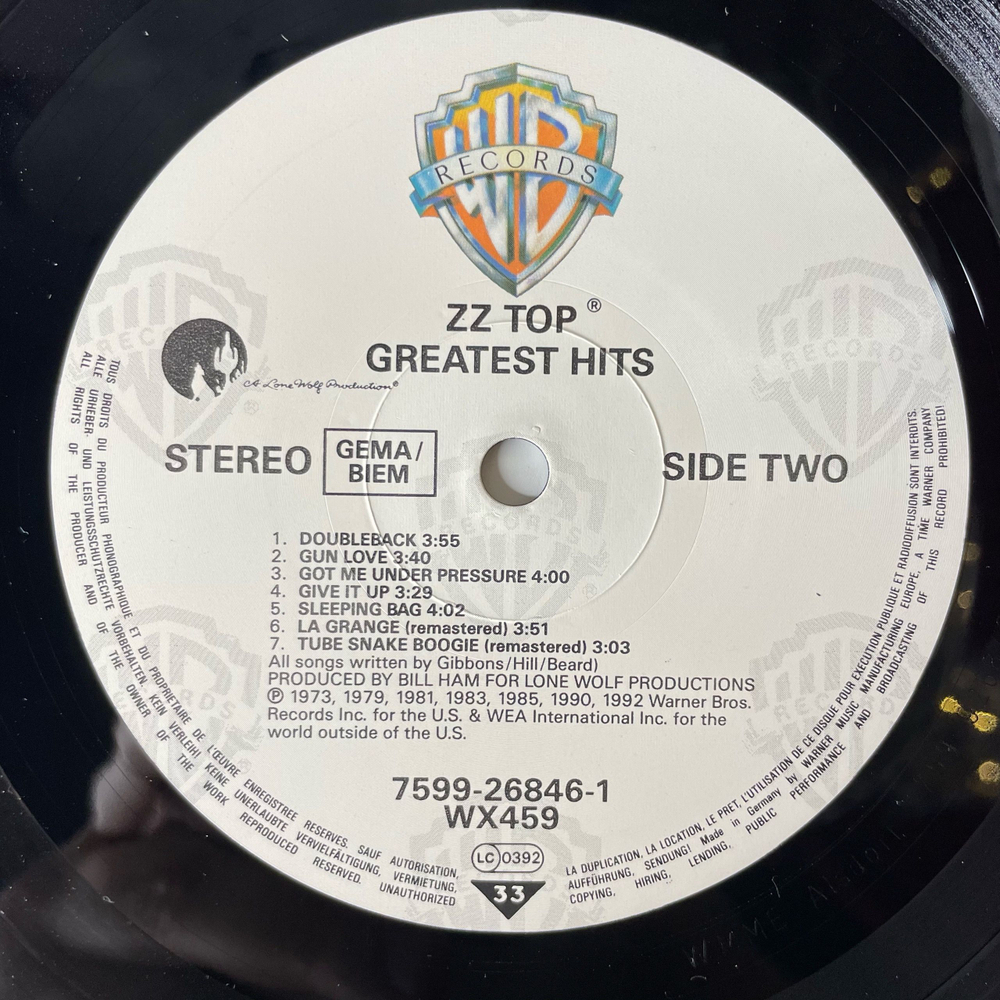 Винтажная виниловая пластинка LP ZZ Top Greatest Hits (Германия 1992)