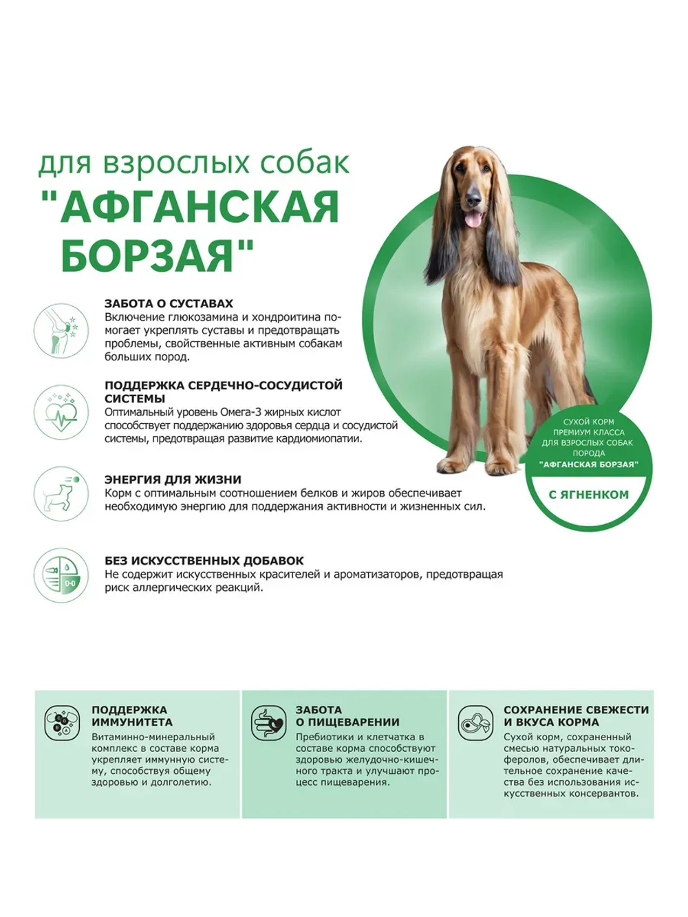 Корм собак породы Афганская борзая, ягненок, 12кг