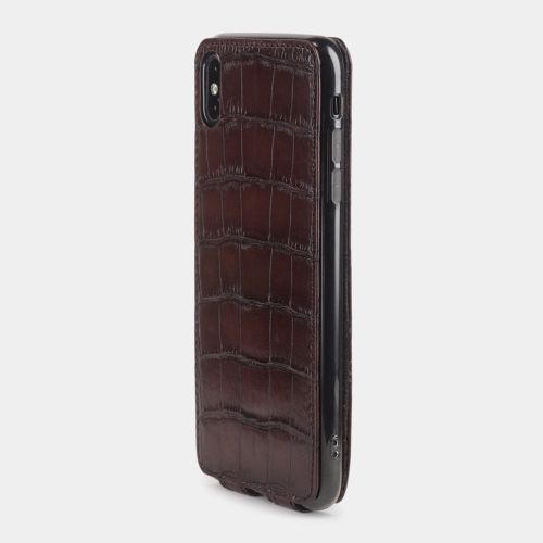 Чехол для iPhone XS Max из натуральной кожи крокодила, цвета коричневый винтаж