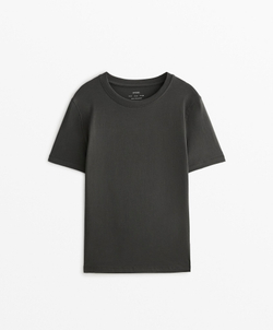 Oysho Футболка из смесового хлопка с коротким рукавом, темно-свинцовый