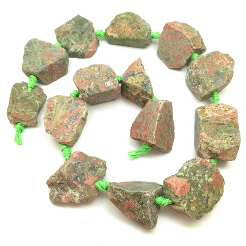 Унакит, необработанные бусины (нить)