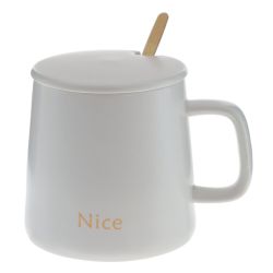 GAEM Кружка с крышкой и ложкой, 400 мл, L12 W9 H9 см, 4в.