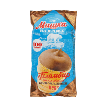 Мороженое Мишка на полюсе Пломбир на сливках шоколадный 100 гр