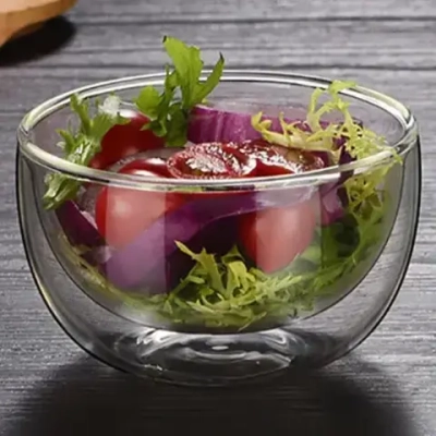 Салатник стеклянный «Хай-Тек» 9,5см 250мл с двойными стенками