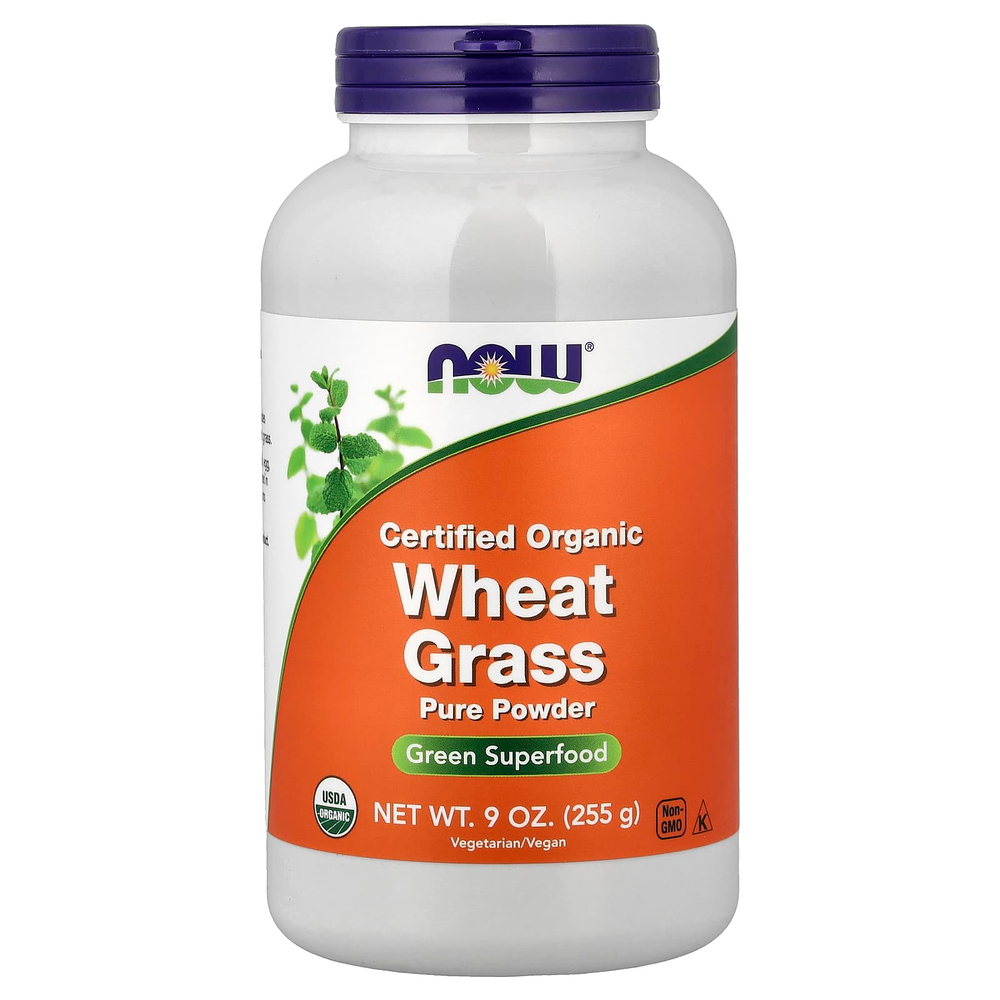 NOW Foods, сертифицированные органические ростки пшеницы, чистый порошок, 255 г (9 унций)