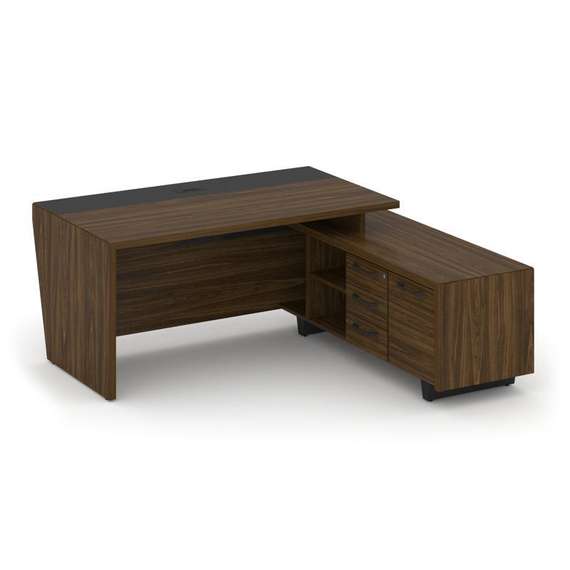 Corner Стол руководителя с тумбой COR.SRT-18 (R) Орех Лоренцо/Графит/Металл Графит 1800*1800*750