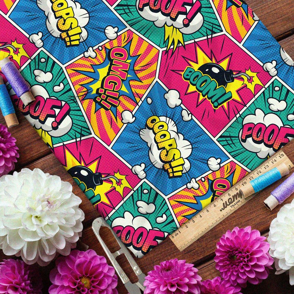 Ткань шифон громкие звуки из комиксов