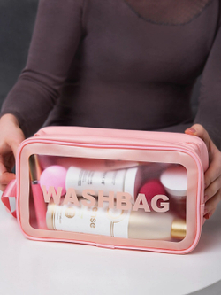 Косметичка водонепроницаемая Washbag сумка с ручкой органайзер косметичка для бассейна душа роддома, розовая 26*10*15см