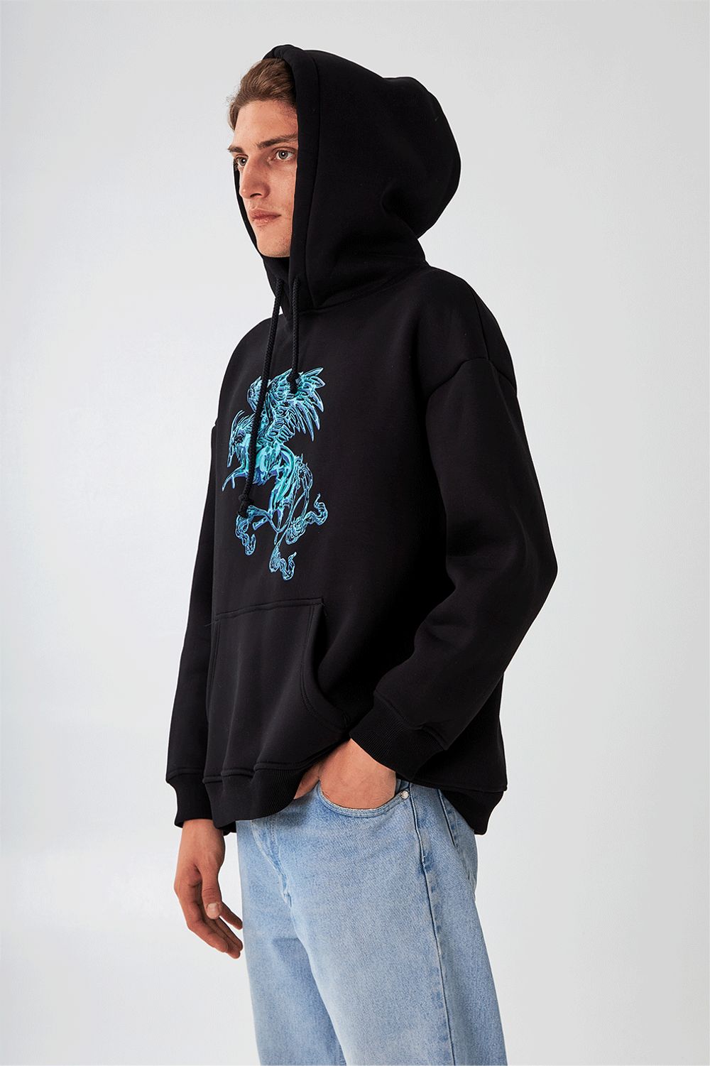 Худи Helgi Ingvarr ЗМЕЙ-ОГНЕННЫЙ ВОЛК Черный