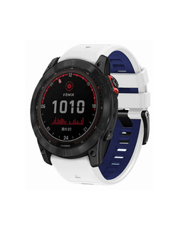 Ремешок двухцветный QuickFit 26 мм для Garmin Fenix 7x/6x/5x/5x plus/3, Descent, Tactix, Enduro, D2, Instinct 2X (Белый/Синий)