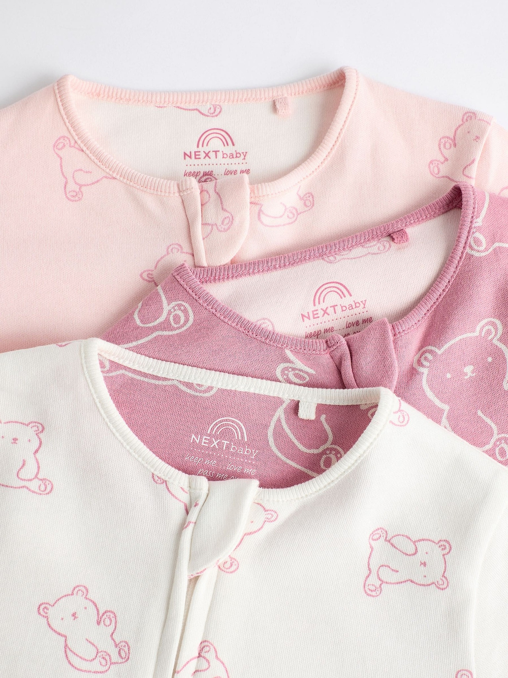 Комбинезон / Cлип для малышей Next N74-893, 3 шт., Белый, Розовый