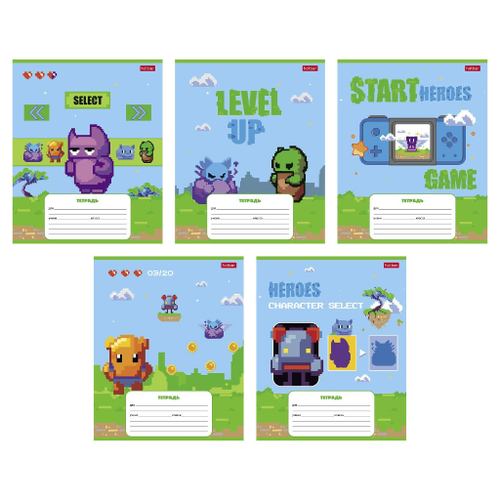 Тетрадь 12 л. клетка ХАТБЕР Пиксель Левел Ап (12Т5В1)