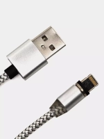 Кабель 1m USB/Lightning М-7 SZX 360* магнитный в тканевый оплетке silver