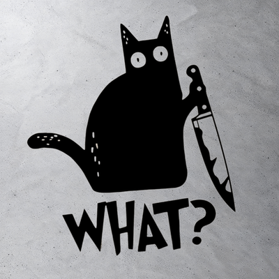 Виниловая наклейка на авто "Кот с ножом"