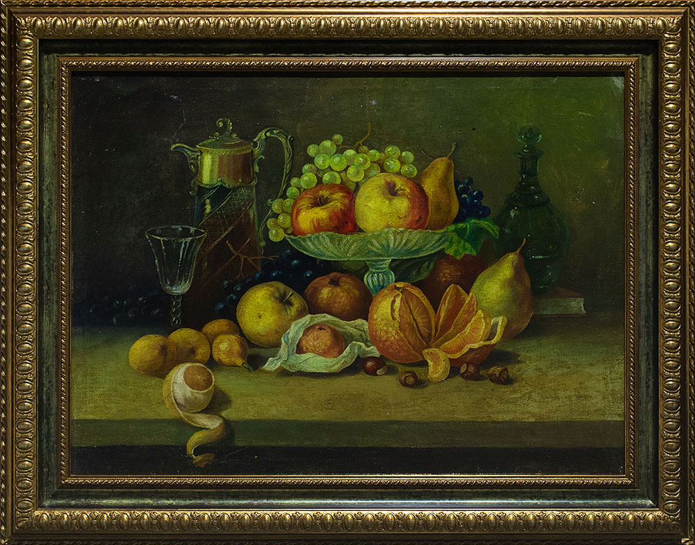 Н/х. Натюрморт с фруктами и графином. Холст, масло. Зап. Европа, к. XIX в.