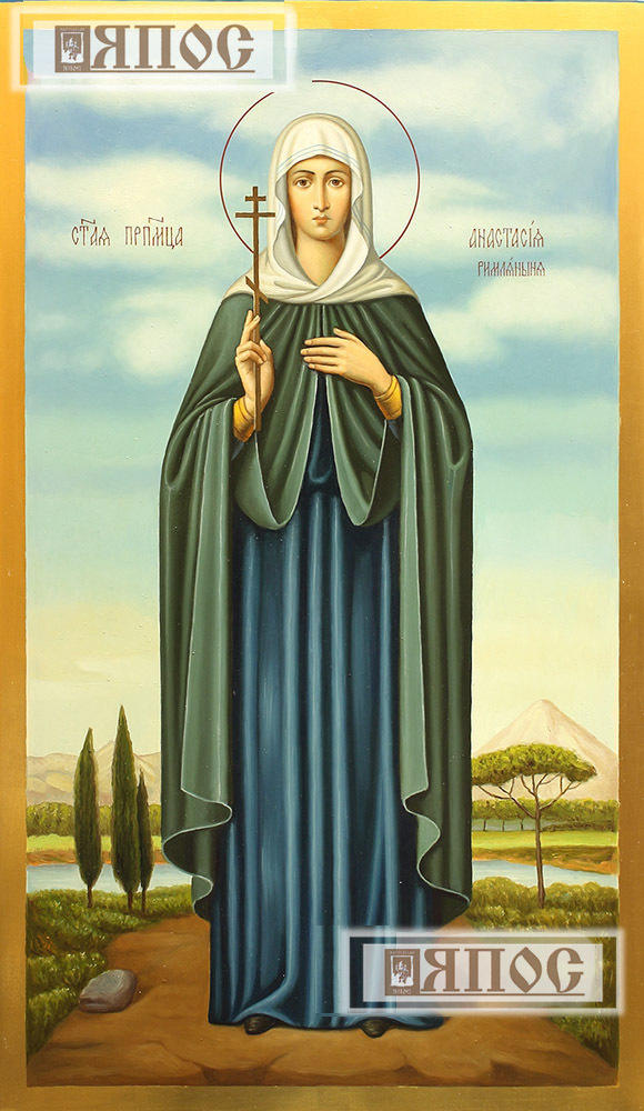 Анастасия Римляныня, мерная икона, масло, пейзаж, ширина 25 см