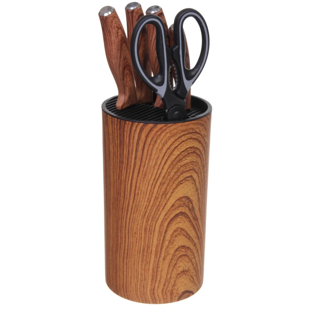 Набор ножей «SHEF» 6предметов (4ножа+ножницы+подставка), дерево