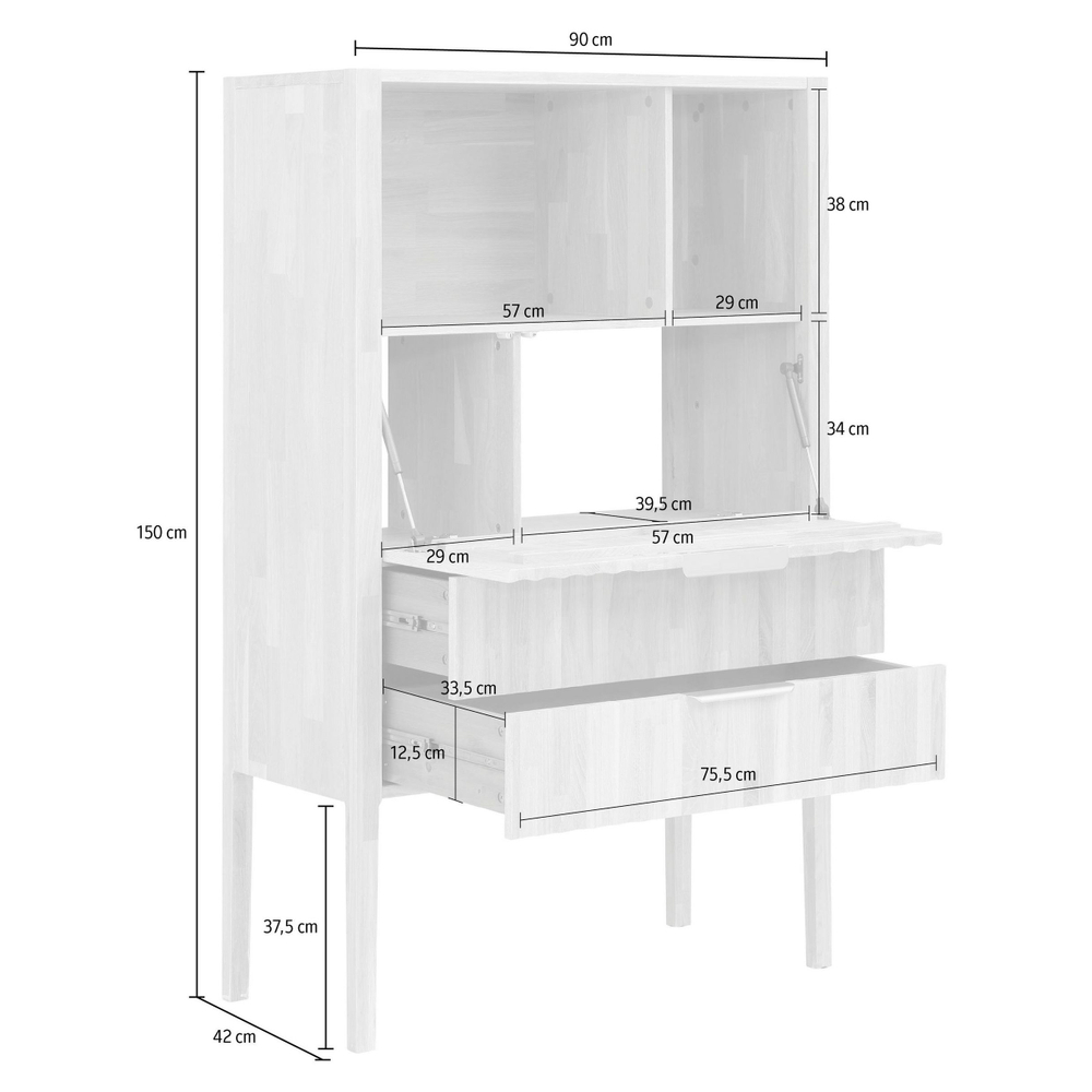 Книжный шкаф, 90х42х150, Розенбург, буфет, из массива дуба, MAKOSA