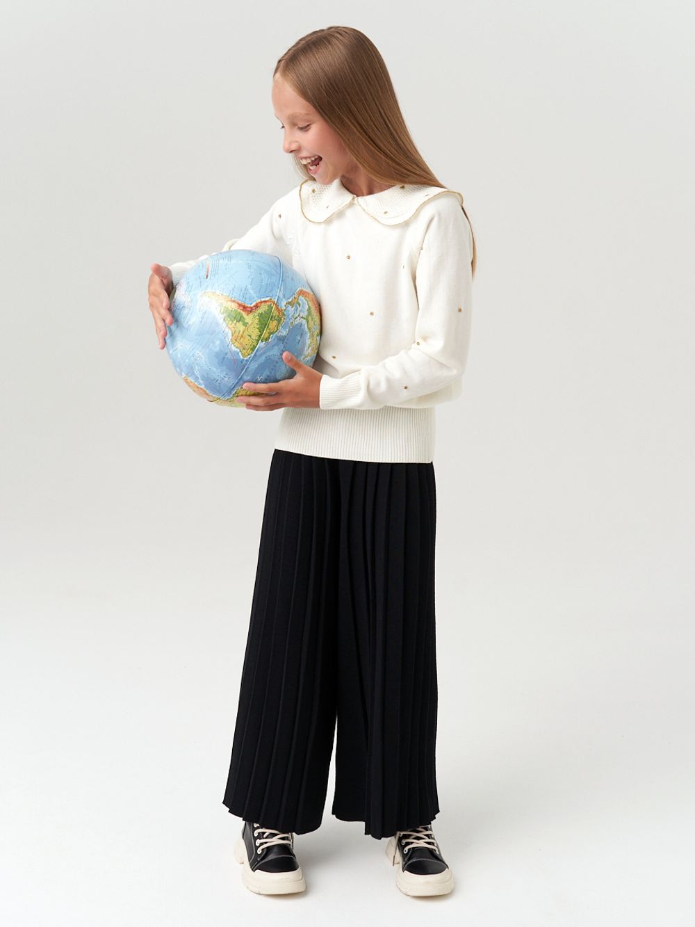 Джемпер для девочки с длинным рукавом AT977-1 молочный