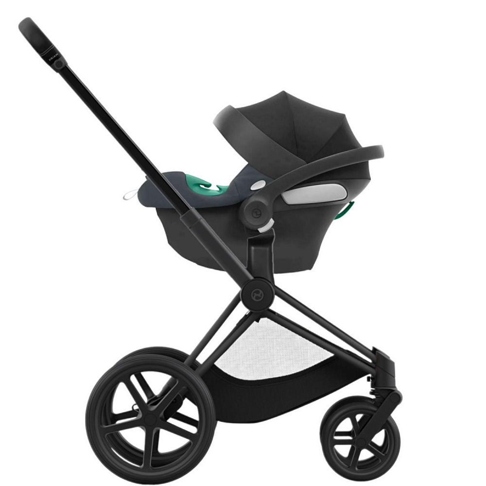 Коляска 3 в 1 Cybex Priam IV Matt Black complete и автокресло Aton B2 i-Size Steel Grey Off White