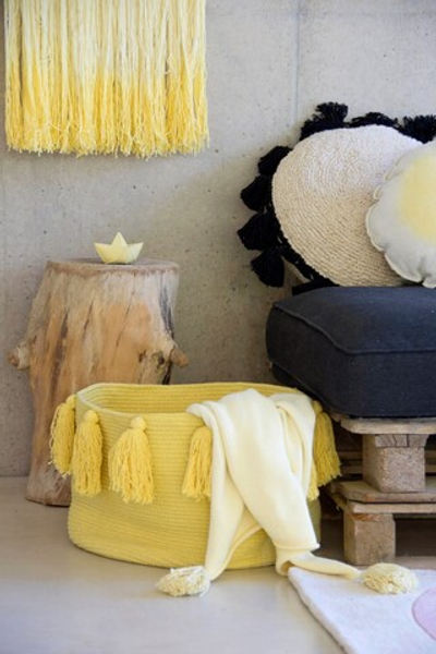 Корзина Lorena Canals Tassels Vintage Yellow (30 x Ø45 см)