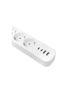 Удлинитель 5х3м IP20 2USB 2.4А+2type-C LUX 1.5кв.мм EKF UBA-LUX-503-TC