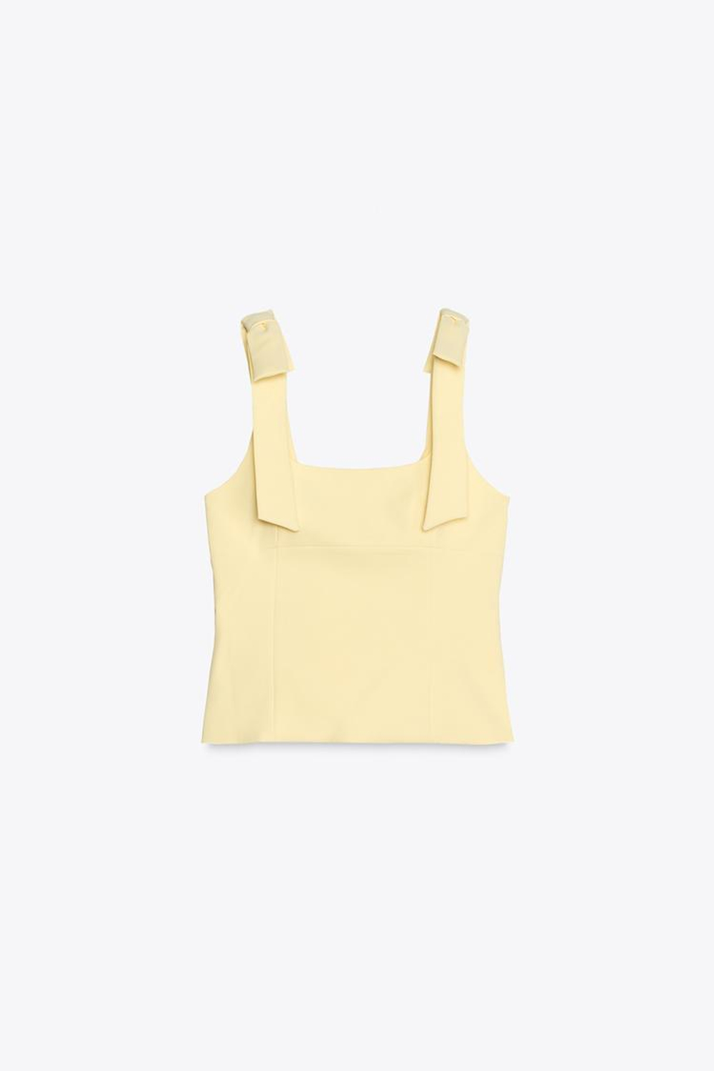 ZARA ТОП ИЗ ЭЛАСТИЧНОЙ ТАКНИ С БАНТАМИ, СВЕТЛО-ЖЕЛТЫЙ