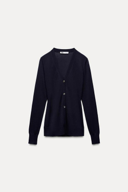 ZARA КАРДИГАН С ПУГОВИЦАМИ, МОРСКОЙ СИНИЙ