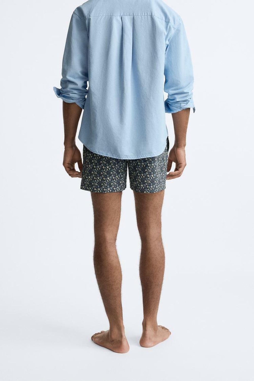 ZARA ПЛАВКИ С ЦВЕТОЧНЫМ ПРИНТОМ, СЕРО-СИНИЙ