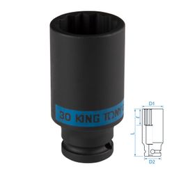 KING TONY (443030M) Головка торцевая ударная глубокая двенадцатигранная 1/2", 30 мм