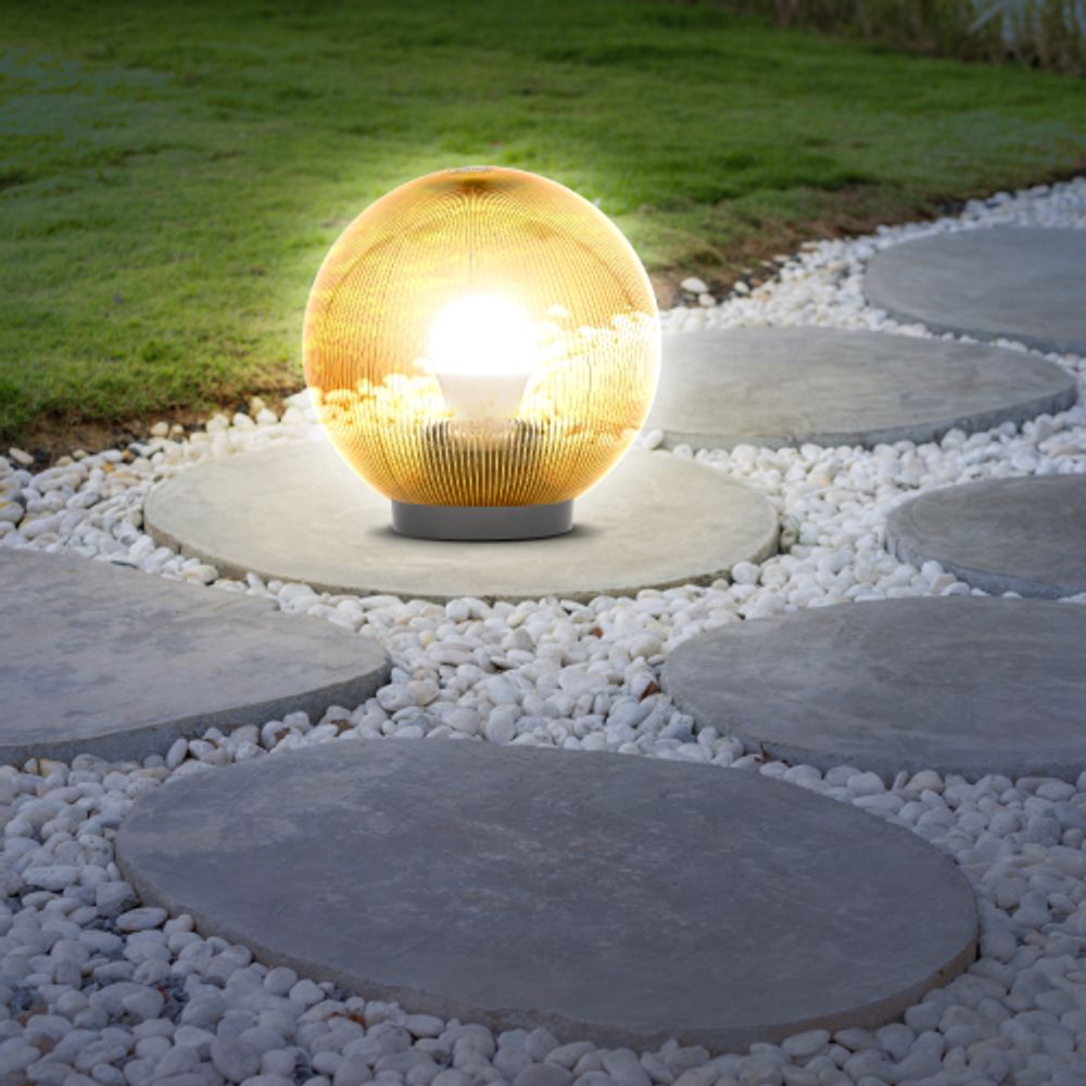 Садово-парковый светильник ЭРА НТУ 02-60-203 шар золотистый призма на опору / кронштейн IP44 Е27 max60Вт d200mm | Садово-парковые светильники