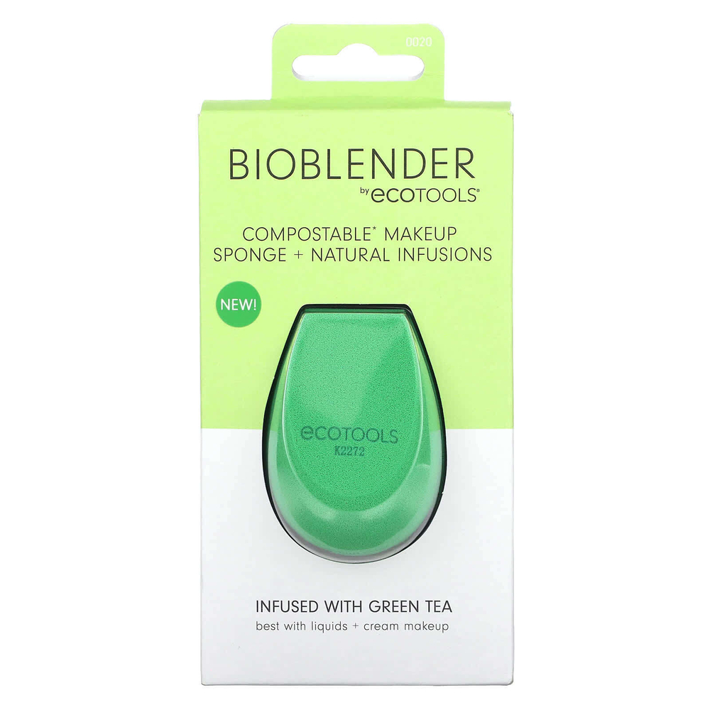 EcoTools, Bioblender, компостируемая губка для макияжа и натуральные настои, зеленый, 1 спонж
